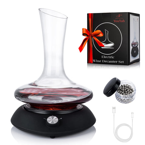 NEW PACIFIC YOUYAH wine decanter set with electric base for effortless aeration.
