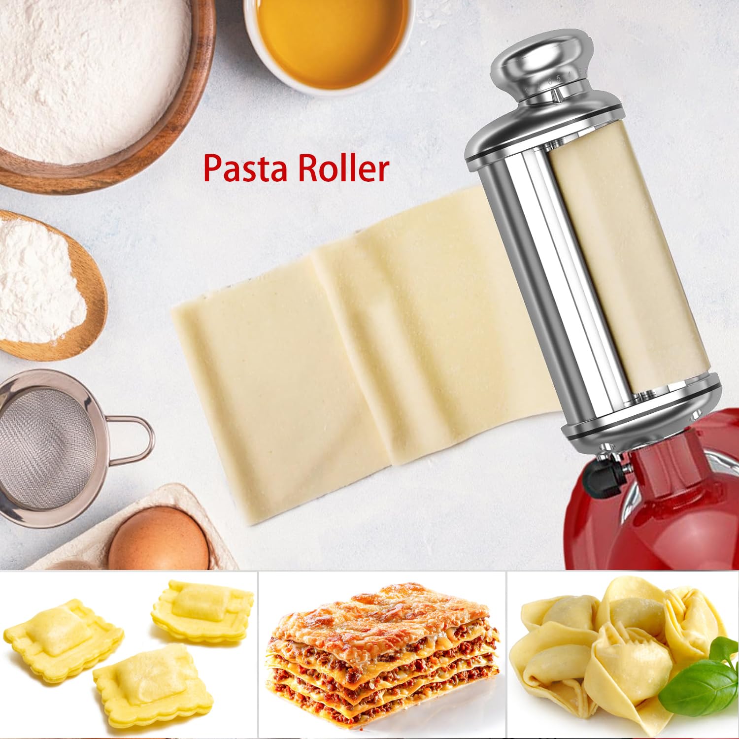 NEWSETS durable stainless steel build ensures long-lasting pasta making.