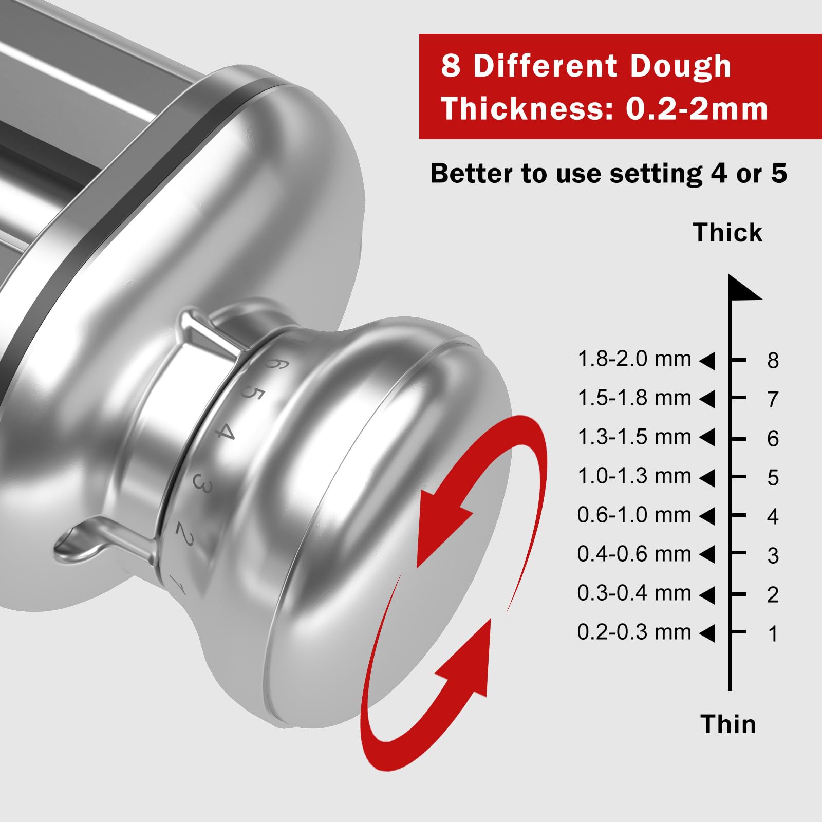 NEWSETS spaghetti cutter attachment produces uniform strands for quick weeknight meals.