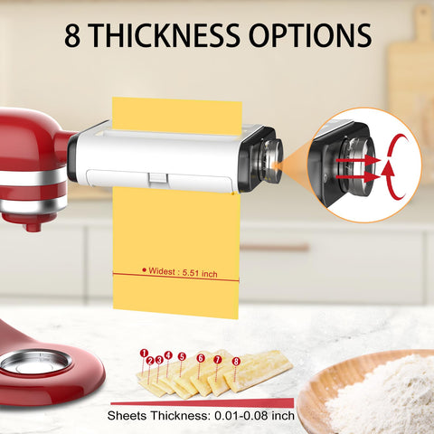 NEWSETS stand mixer with pasta attachment in use for hands-free pasta making