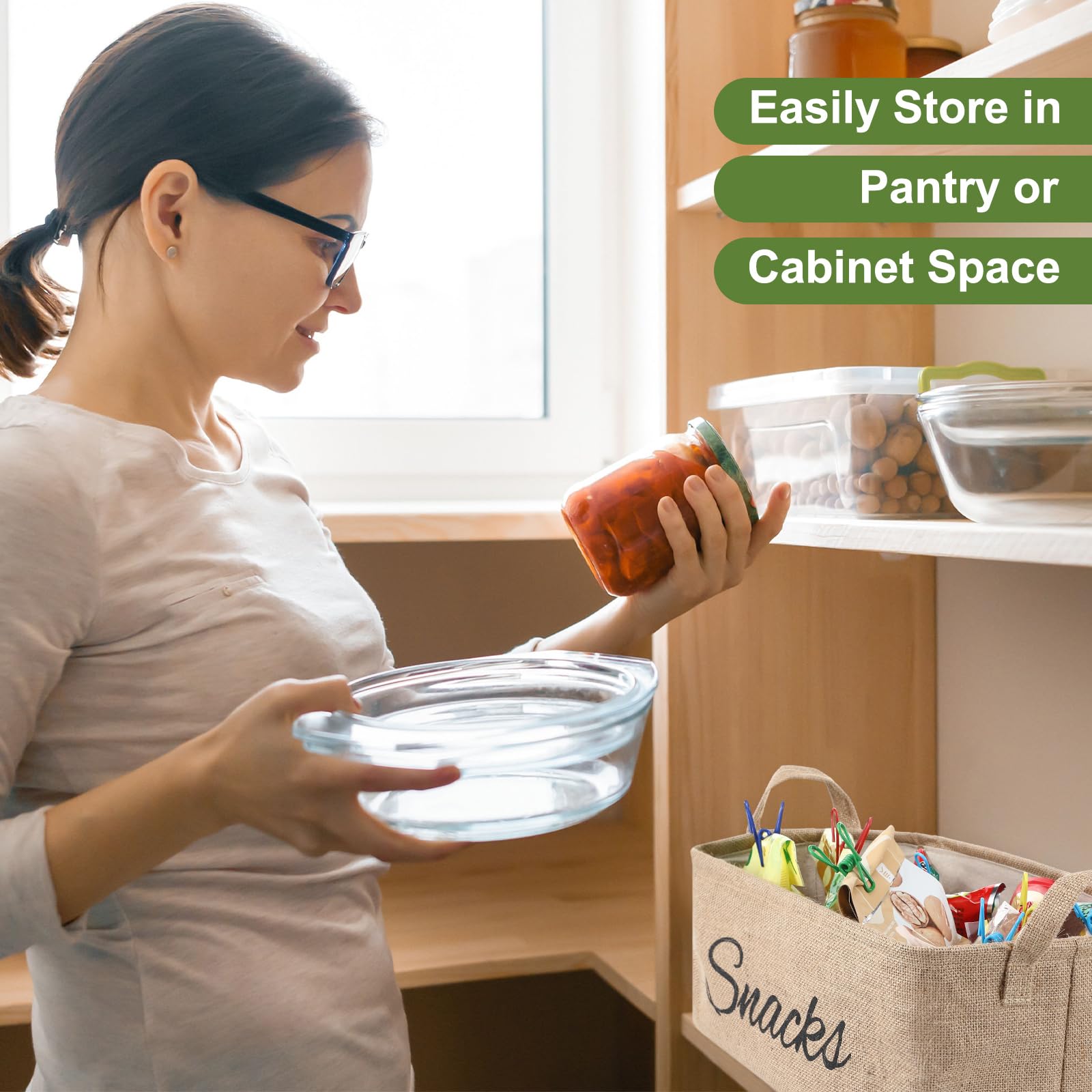 Newtay burlap container with handles for easy transport between counter and pantry.