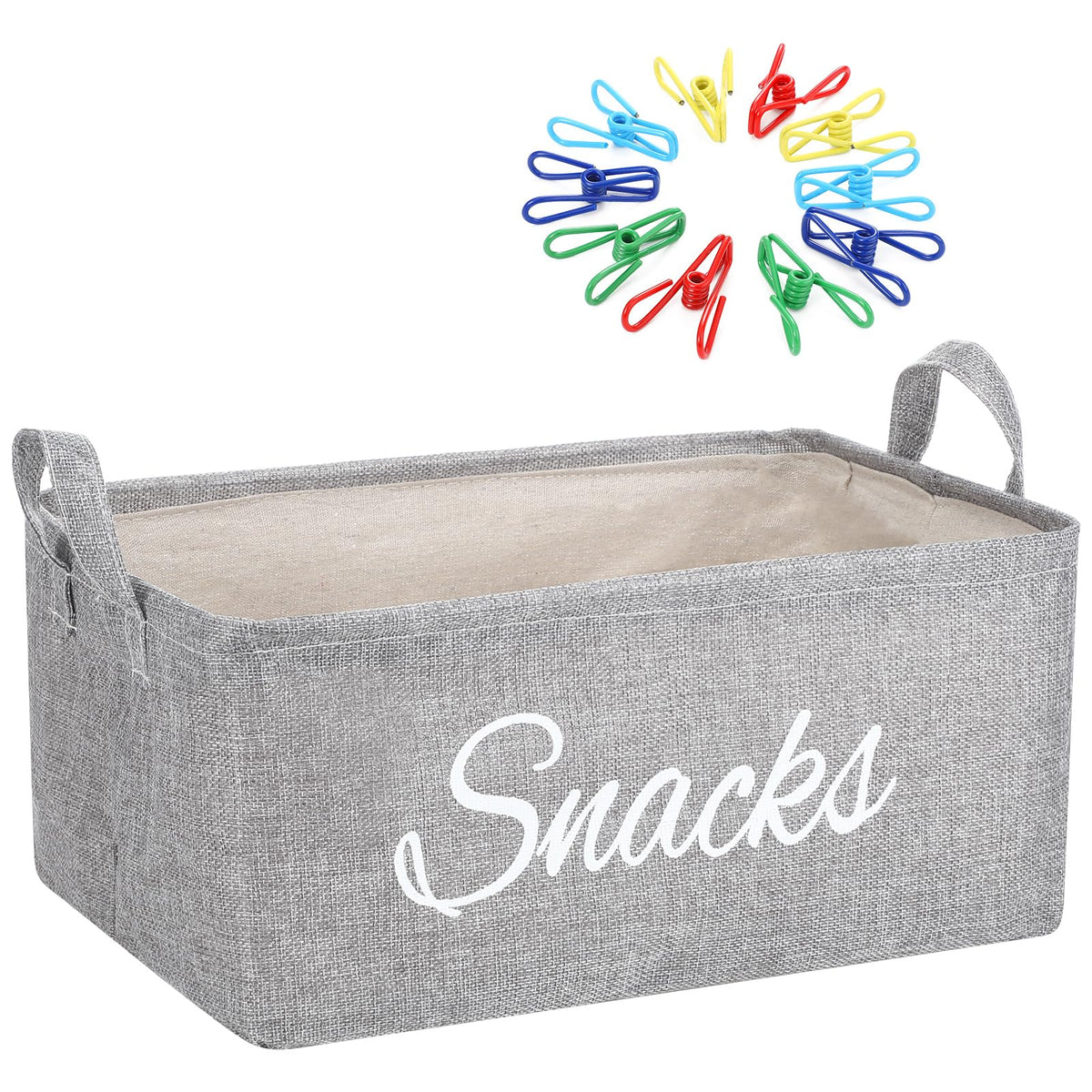 Newtay burlap storage basket with handles for easy pantry organization