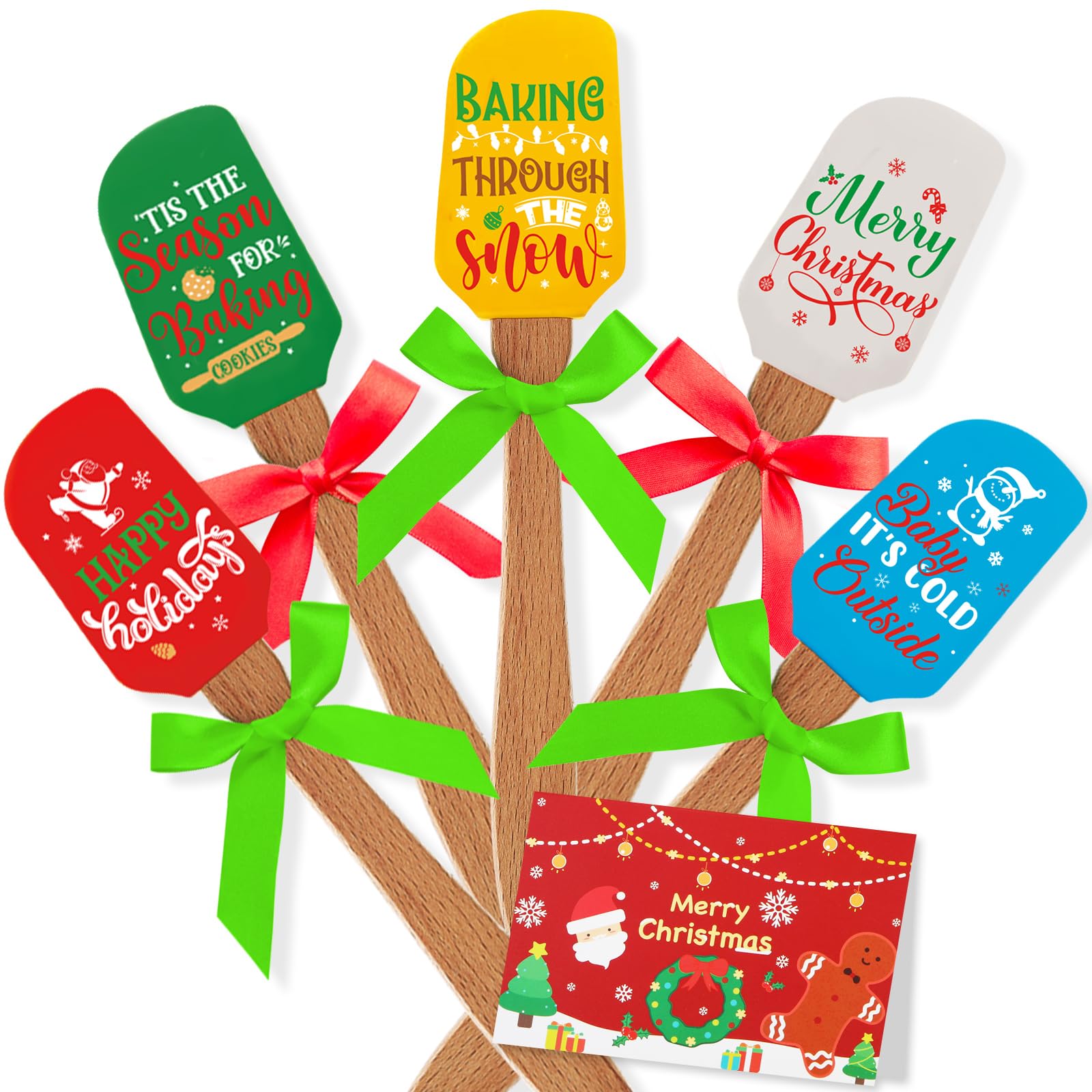 Newtay Christmas spatula head with festive pattern for baking