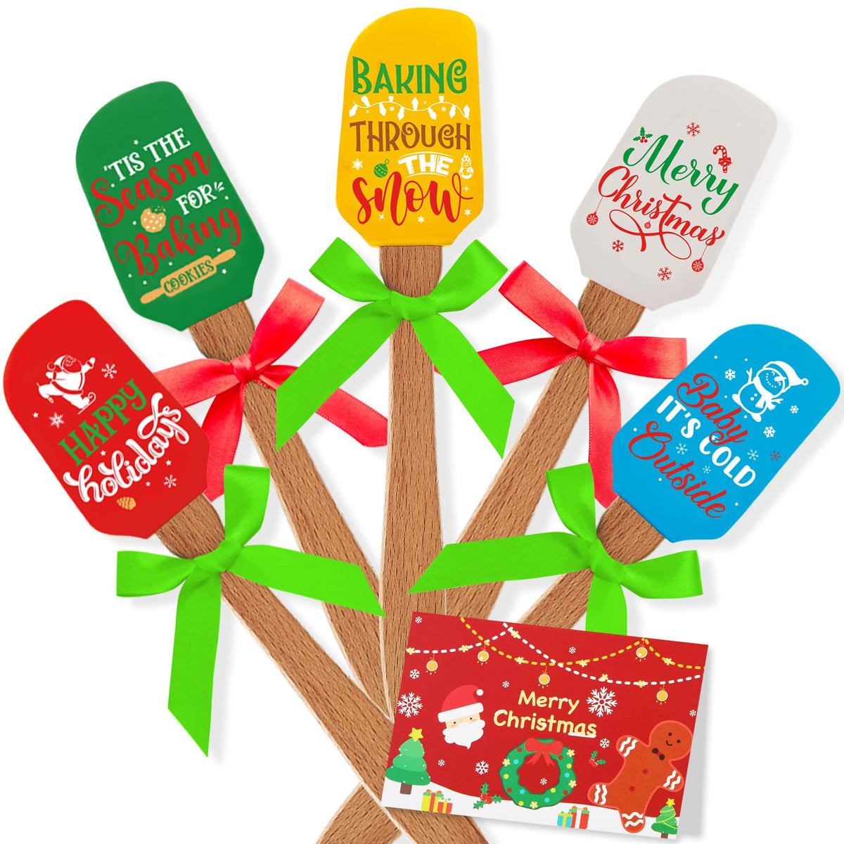 Newtay Christmas spatula head with festive pattern for baking