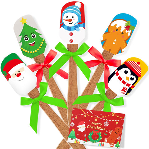 Newtay Christmas spatula with Santa pattern; ideal for festive baking and gifting.