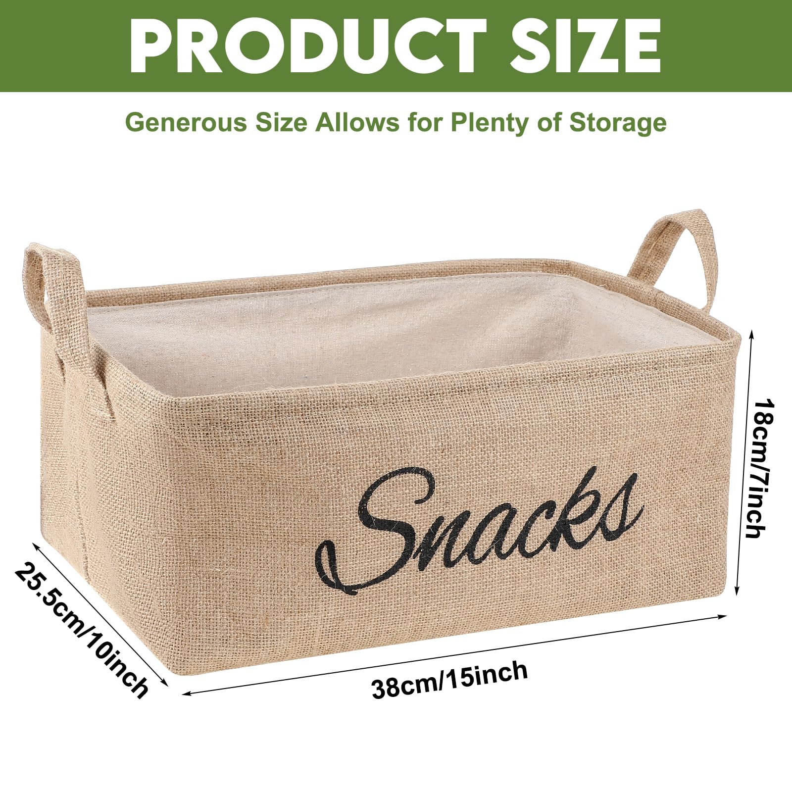 Newtay pantry burlap bin provides durable storage with rustic charm for snacks.