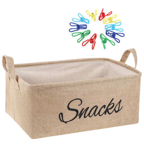 Newtay snack basket burlap offers rustic pantry storage with easy snack access.