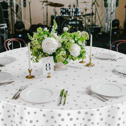 Newwiee outdoor-indoor-table-cover-dots suited for backyard and indoor venues