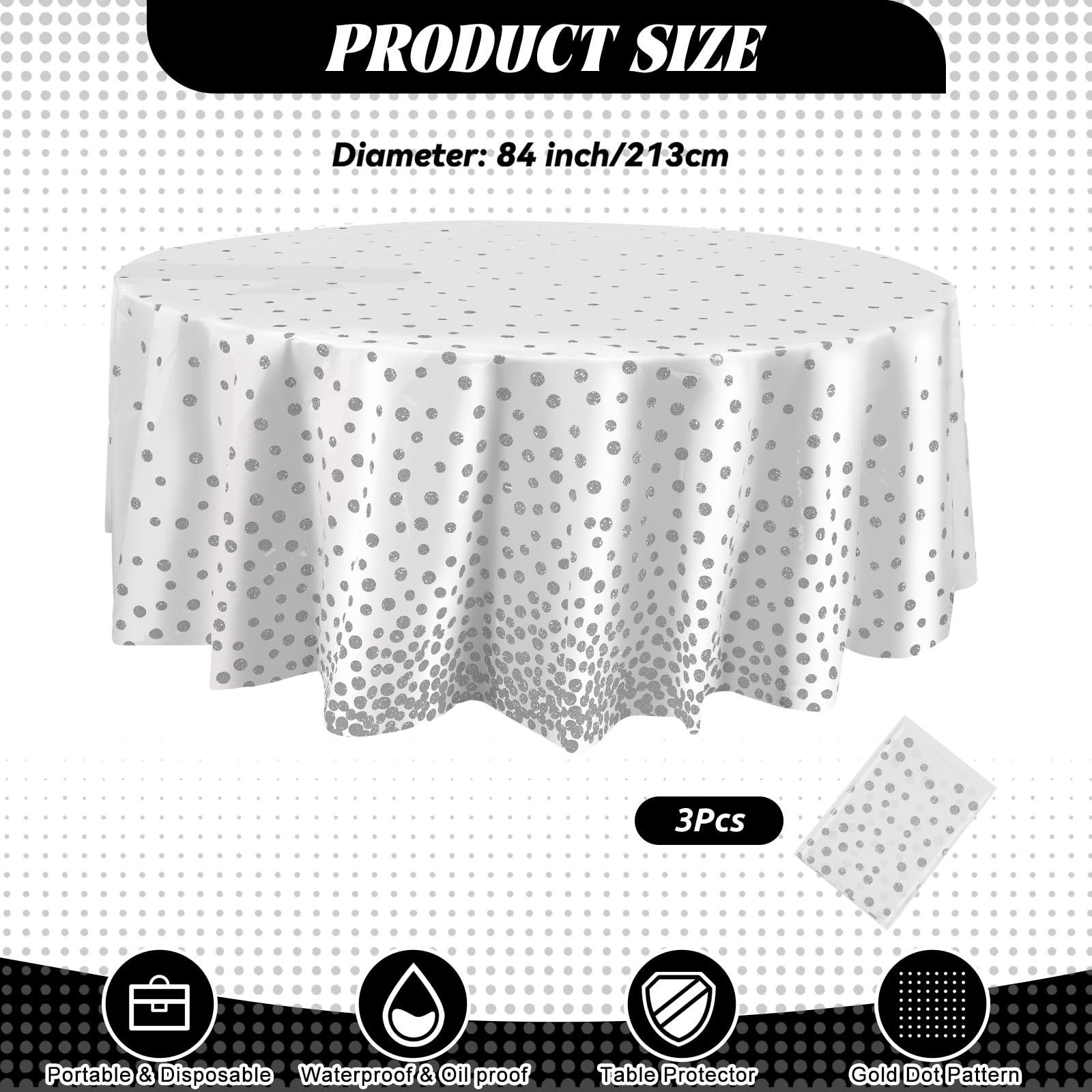 Newwiee round-tablecloth-dots detail brings sophistication to party setups