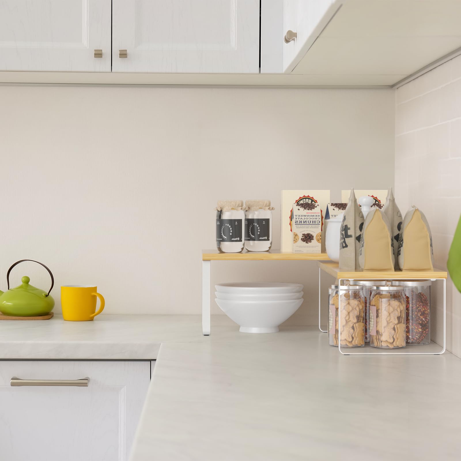 NEX kitchen storage helps organize mugs, jars, and dishes neatly.