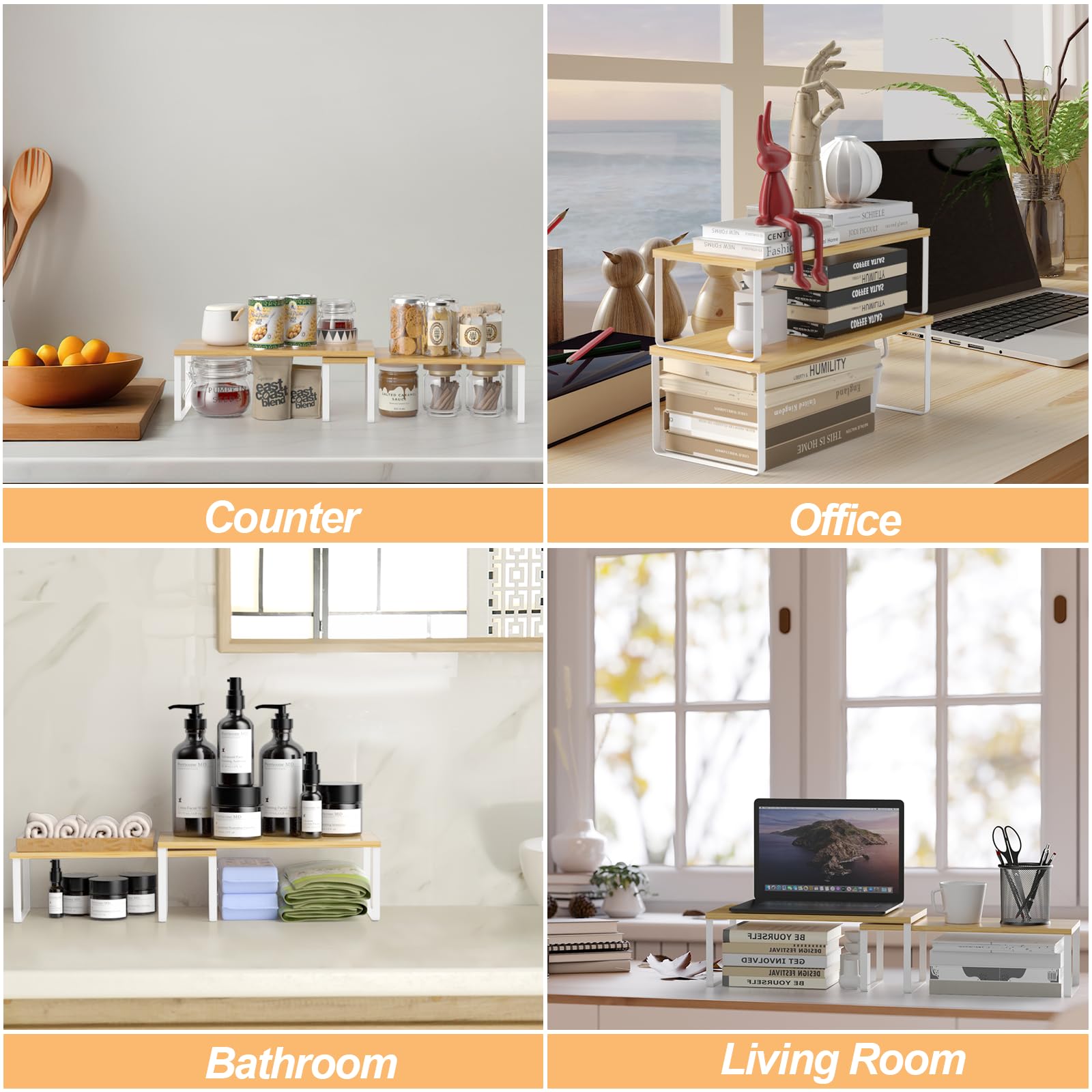 NEX multipurpose shelves suit bathroom, desk, or dining room.