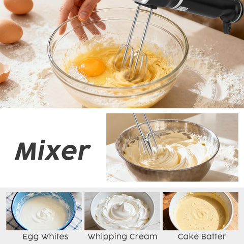 NexaEase stainless steel beaters and dough whisk ensure reliable mixing