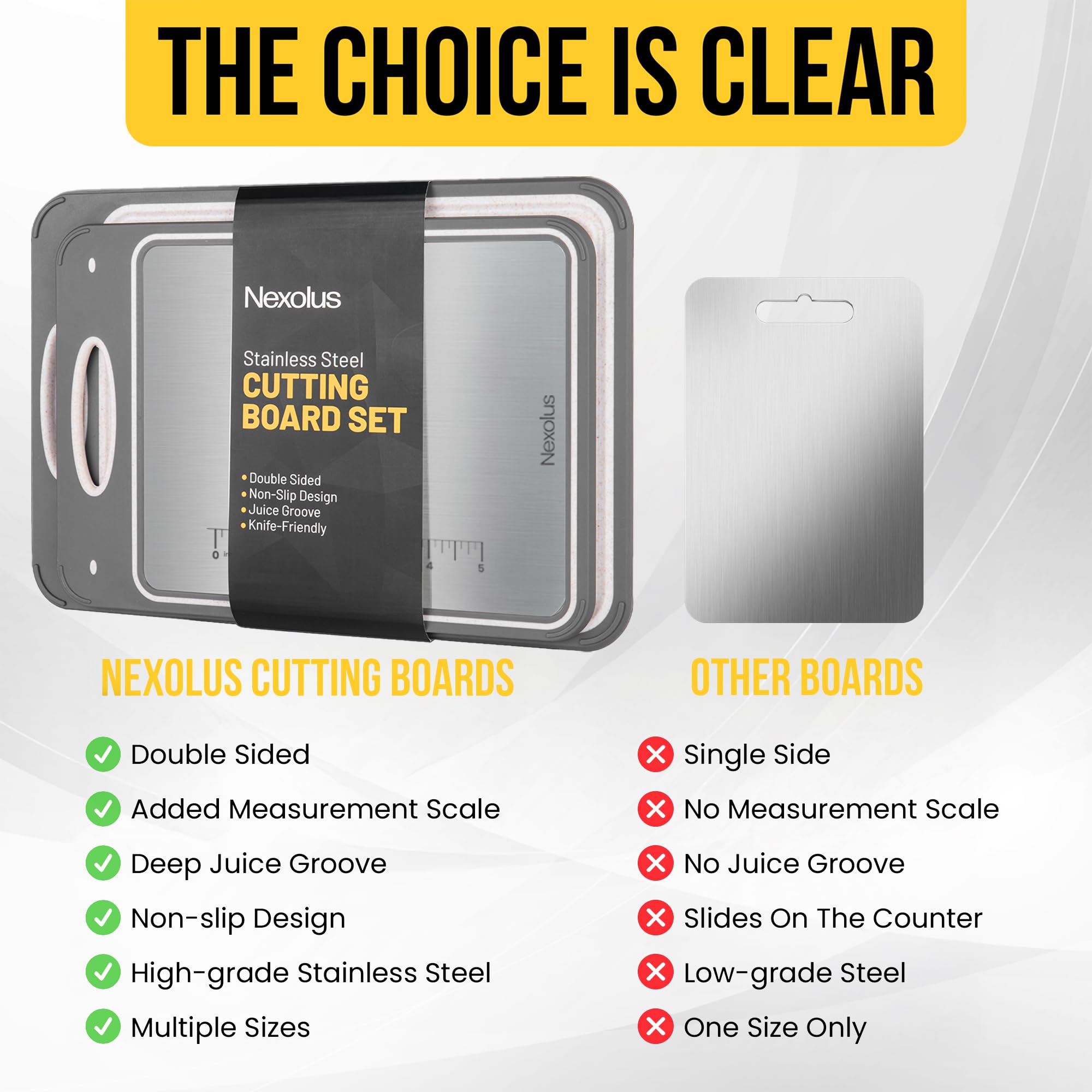 Nexolus deep juice groove catches liquids, keeping counters tidy