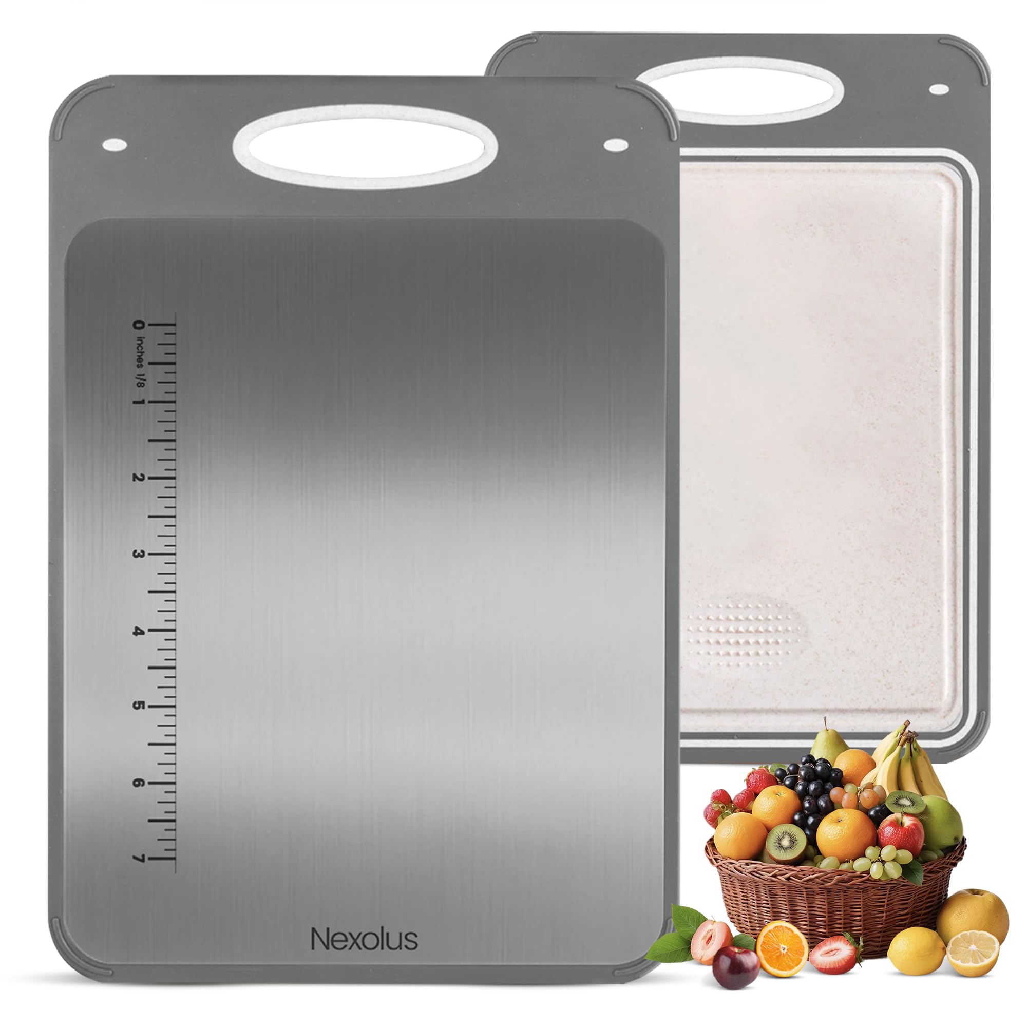Nexolus stainless steel surface with deep juice groove for clean meat slicing