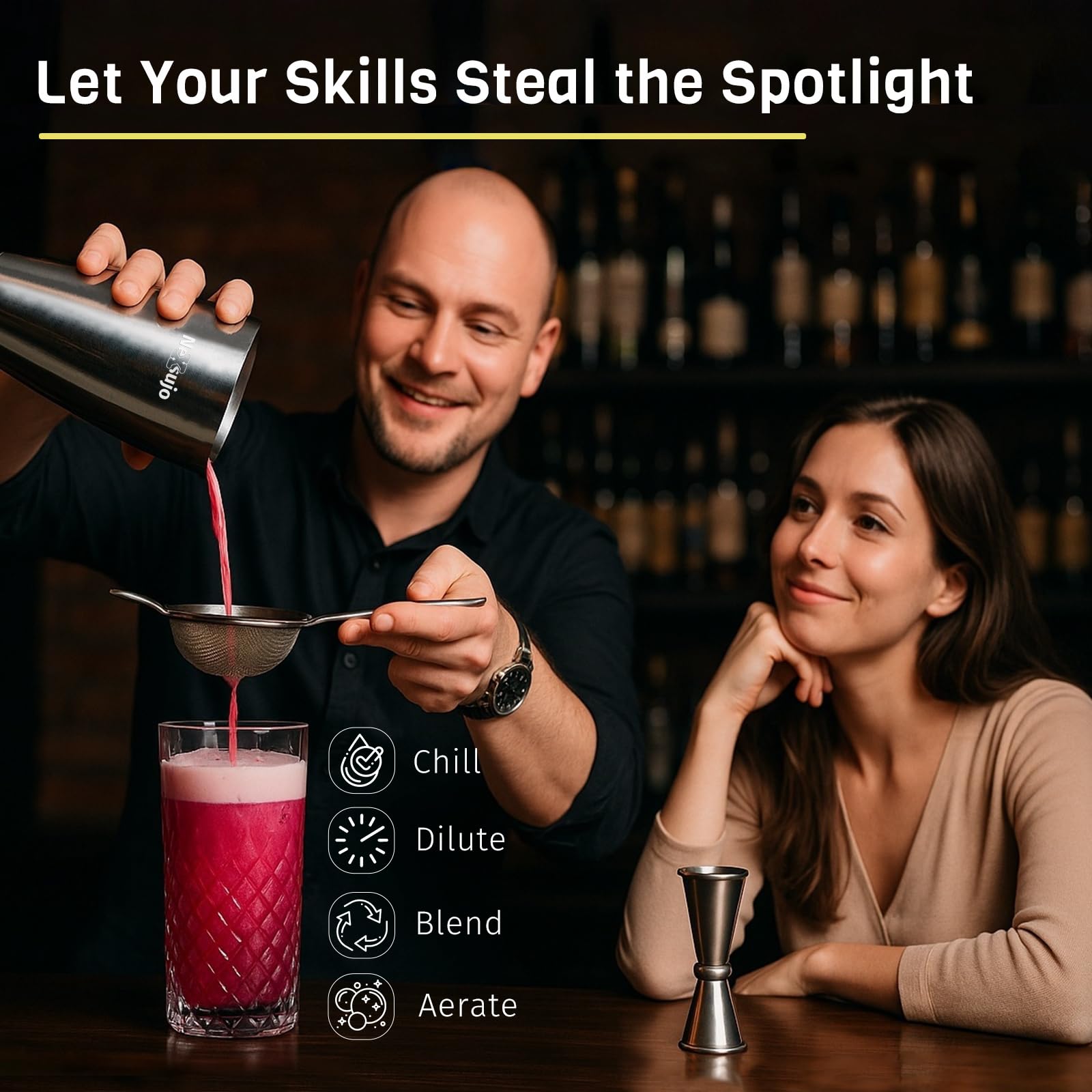 Nexsujo shaker ideal for professional bar use and high-volume service