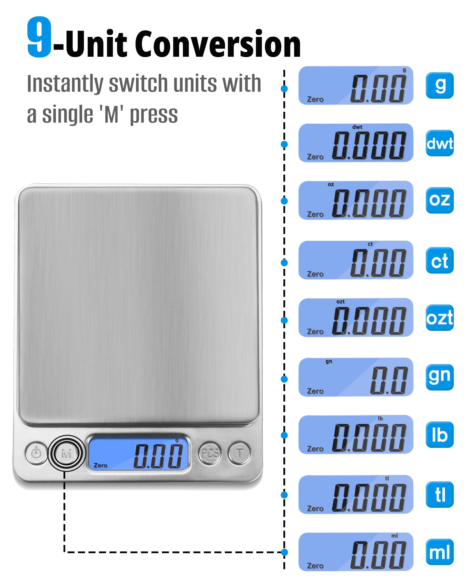 NEXT-SHINE precision sensor 0.01g enables fine ingredient measurements.