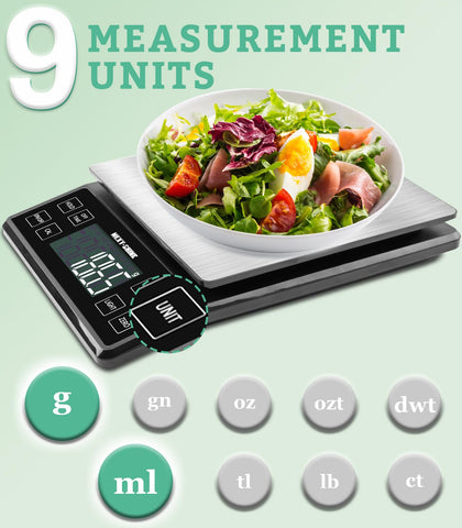 NEXT-SHINE scale with 0.1 g precision for accurate portions.