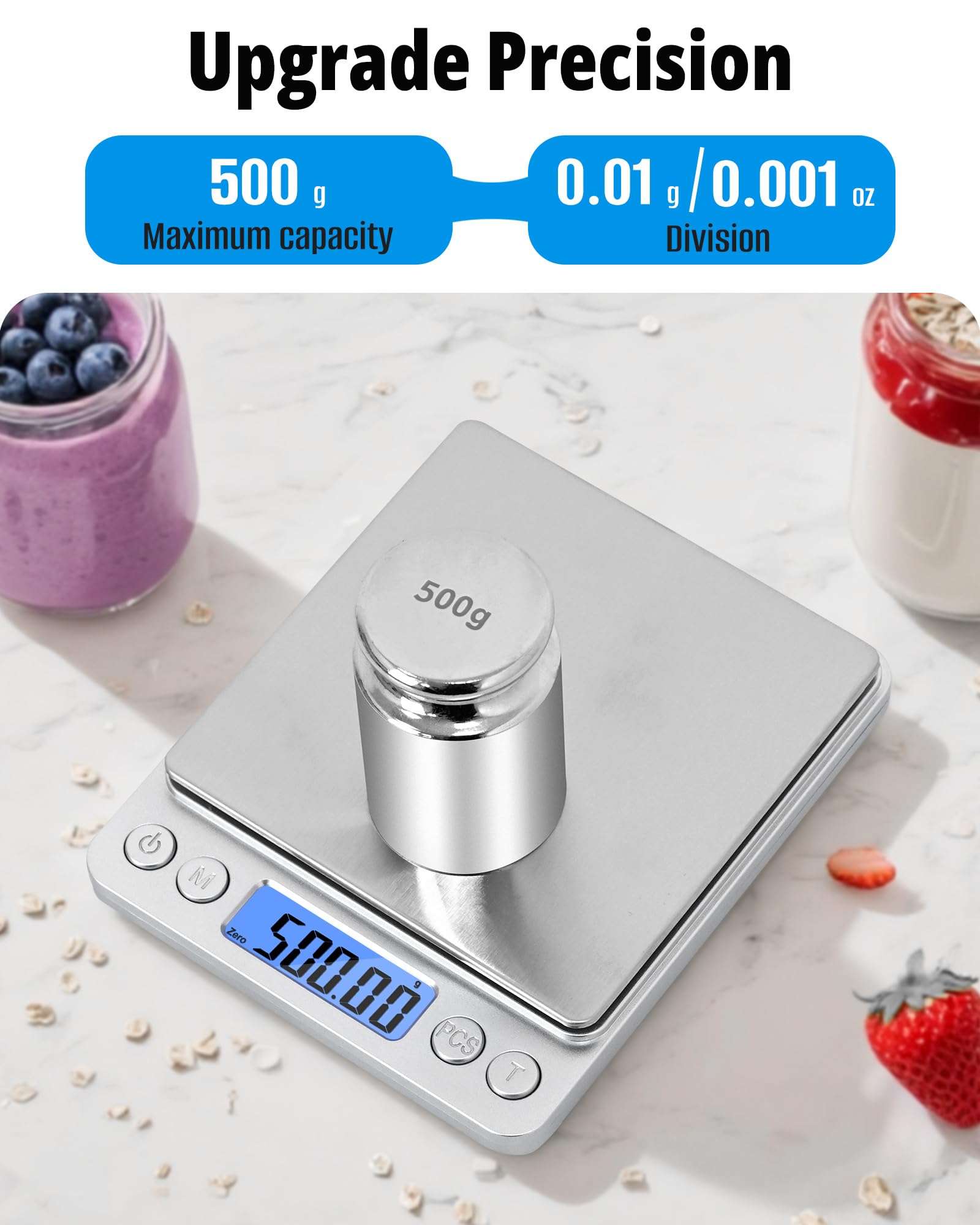 NEXT-SHINE tare function zeroes weight quickly during prep.