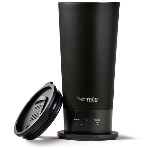 Nextmug Go front view 16 oz shows a sleek black finish for on-the-go coffee