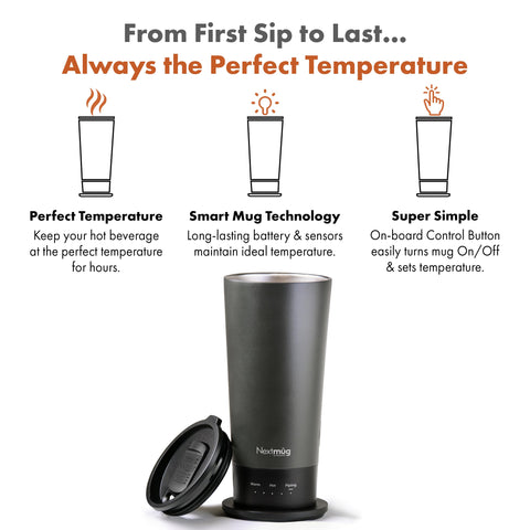 Nextmug Go graphite heat setting demo for customizable warmth
