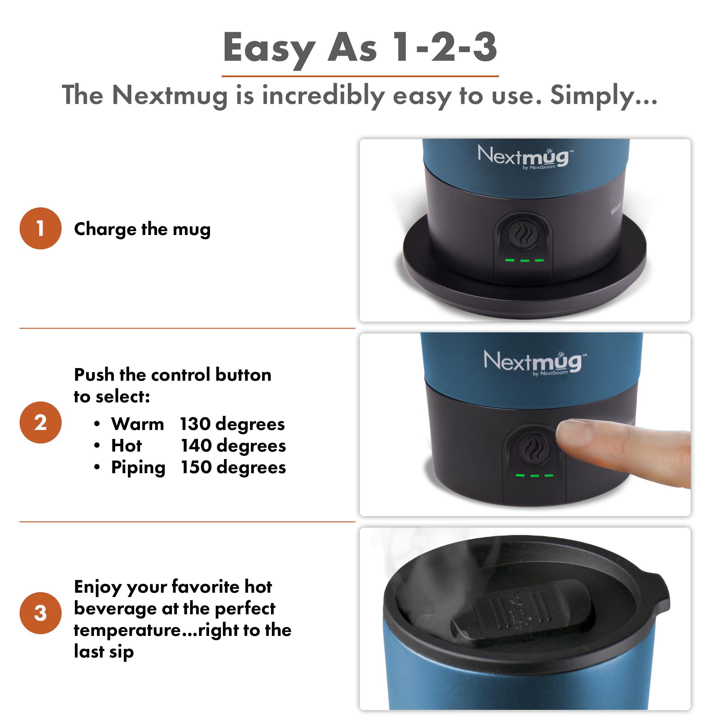 Nextmug Go spill-resistant lid prevents leaks during travel.
