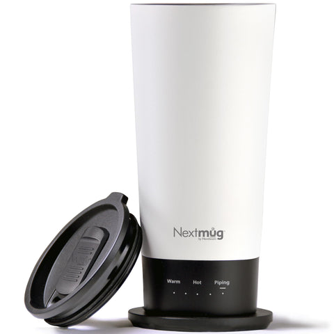 Nextmug Go with LED temperature display shows precise heat control on the move.