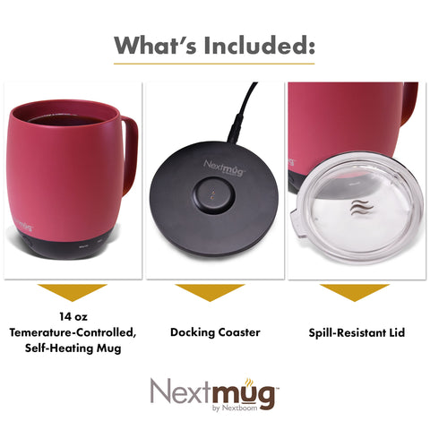 Nextmug self-heating-technology maintains your beverage at your chosen level