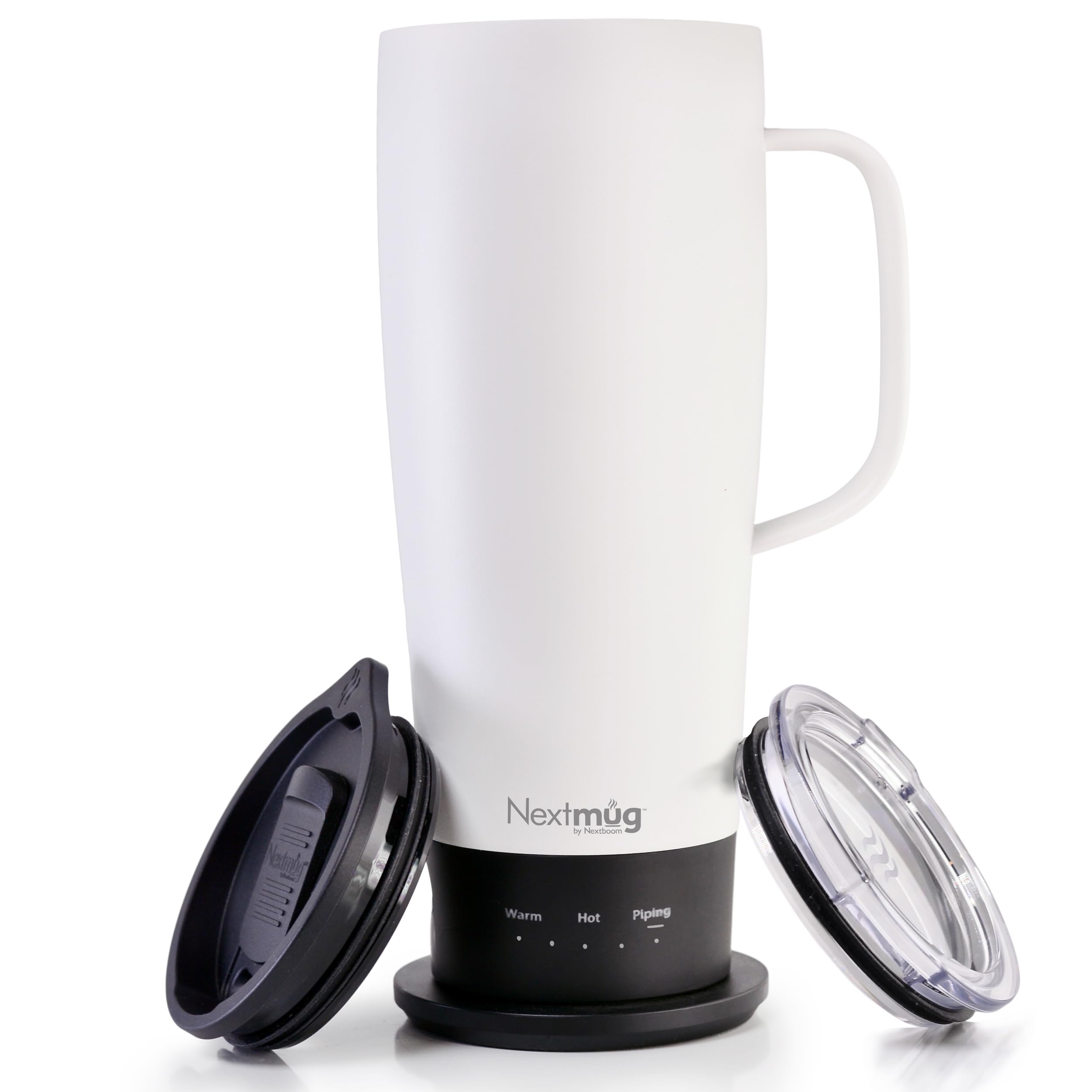 Nextmug Ultra 24oz white exterior close-up for on-the-go warmth.