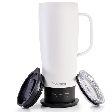 Nextmug Ultra 24oz white exterior close-up for on-the-go warmth.