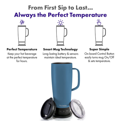 Nextmug Ultra with No-Spill Travel Lid keeps beverages secure during commutes.