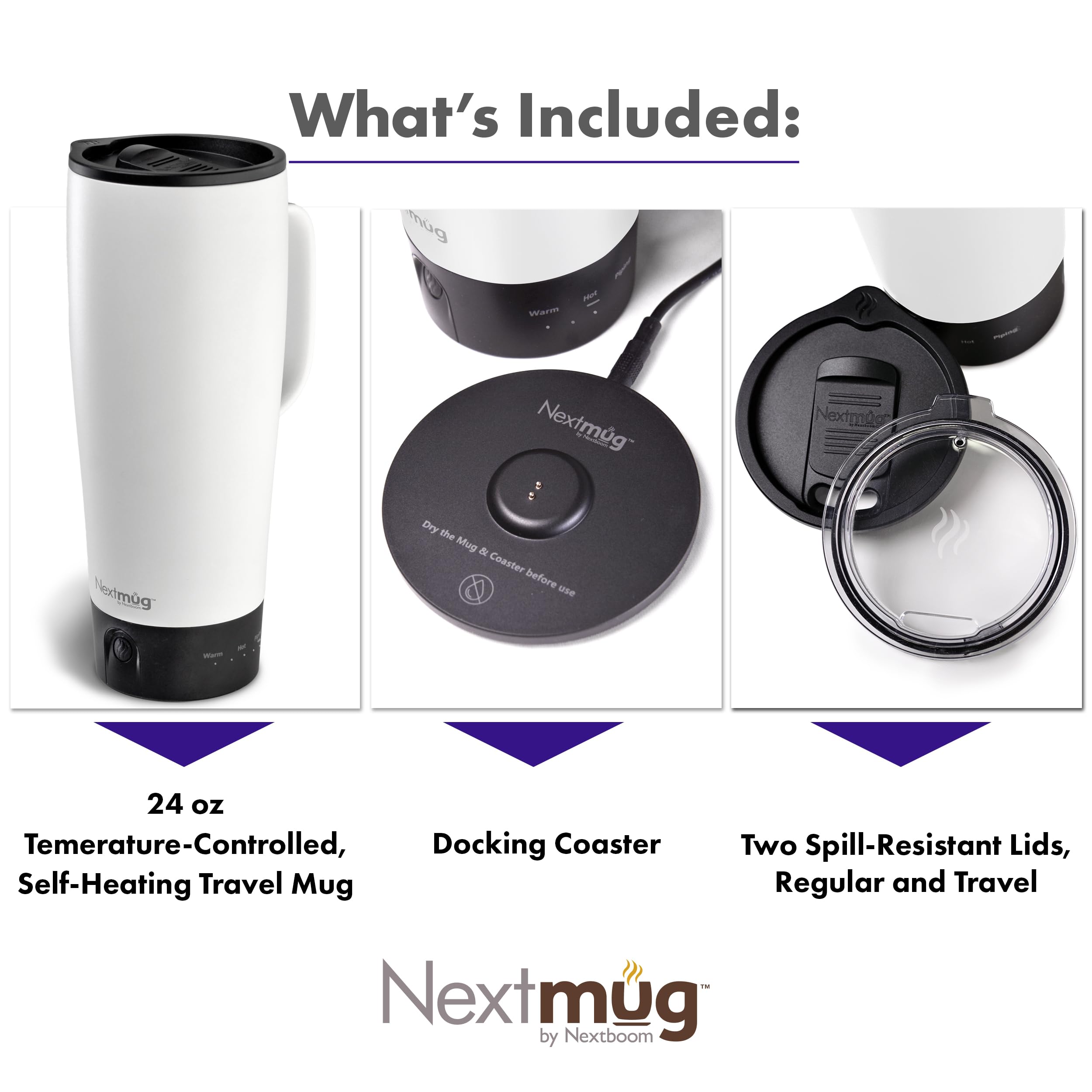 Nextmug Ultra temperature setting button enables precise sipping comfort.