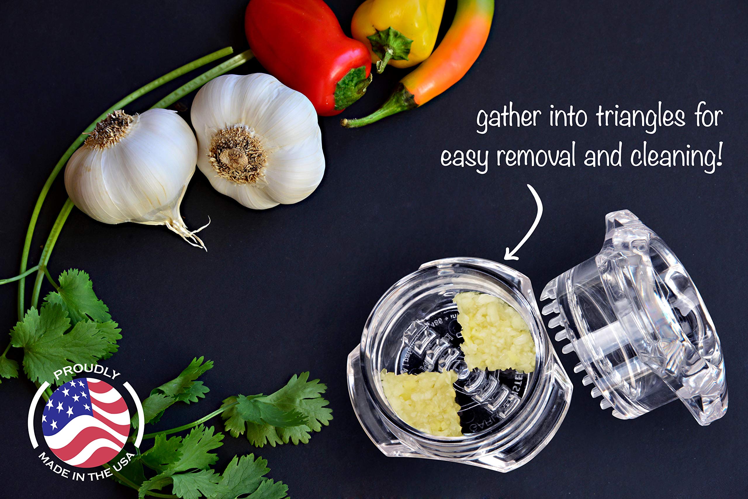NexTrend Garlic Twister 4th Gen opened to show easy cleaning after use