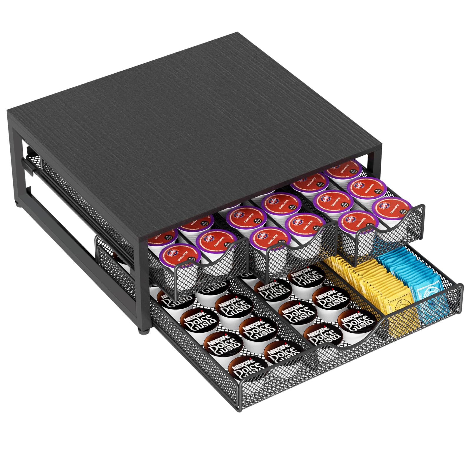 NEYCIL coffee pod holder front view with three drawers for organized K-Cups.