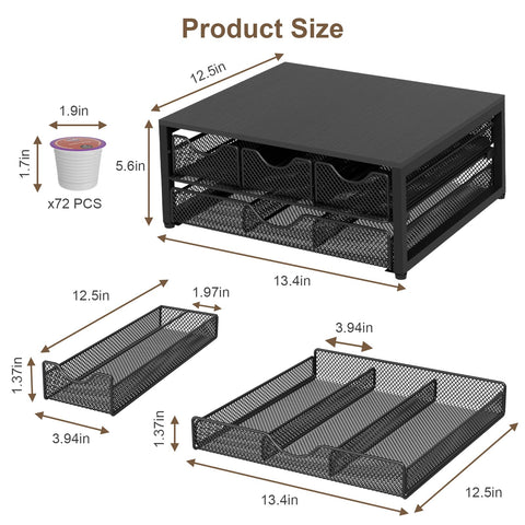 NEYCIL coffee pod holder 72 bag capacity for abundant coffee storage.