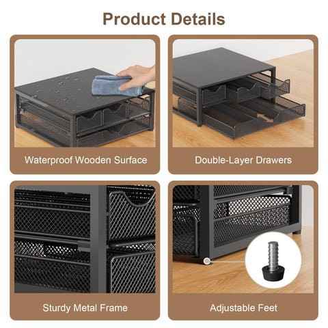 NEYCIL coffee pod holder with anti-slip feet keeps the setup stable.