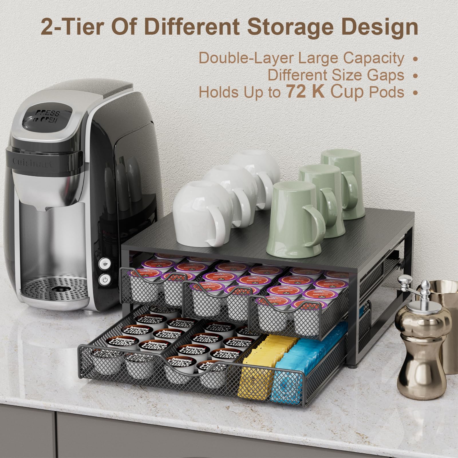 NEYCIL coffee pod holder countertop setup fits compact spaces.