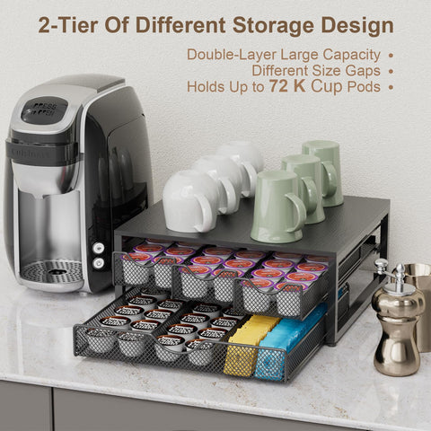 NEYCIL coffee pod holder countertop setup fits compact spaces.