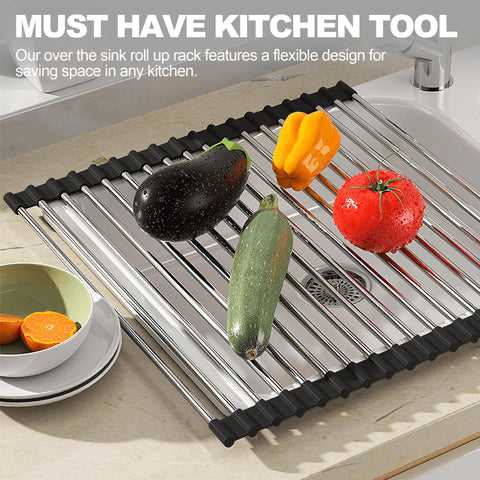 NEZUIBAN over-sink rack drains into the sink for quick, tidy drying.