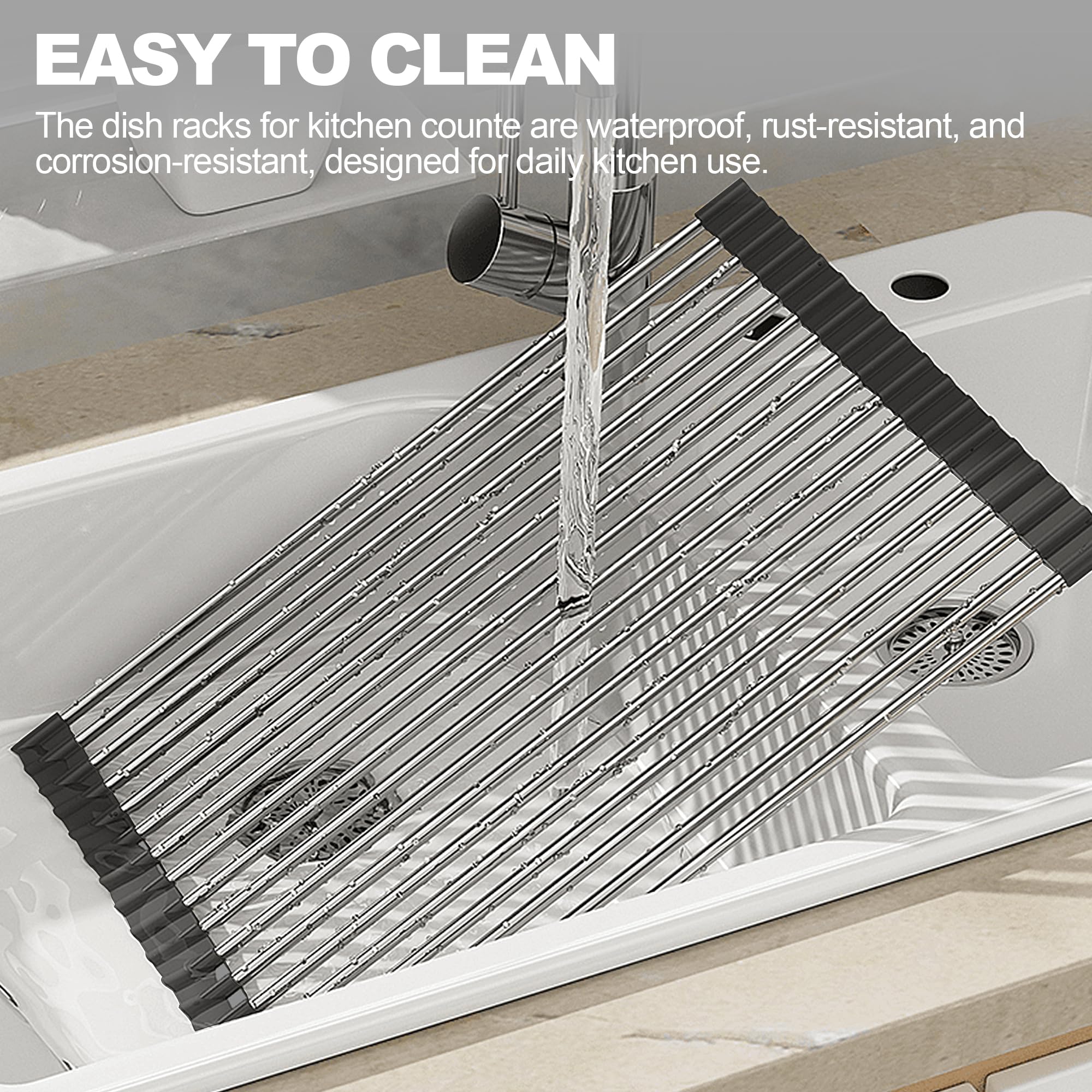 NEZUIBAN silicone-grip design protects counters while holding the rack securely.