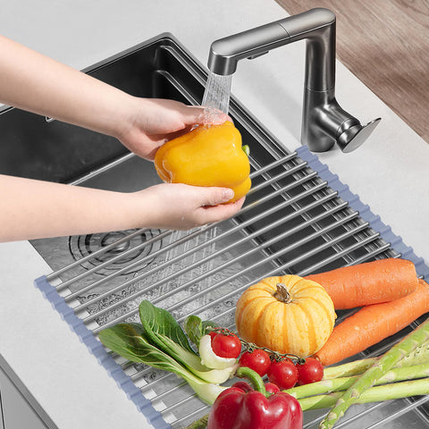 NEZUIBAN drying rack drains water into sink to keep countertop dry