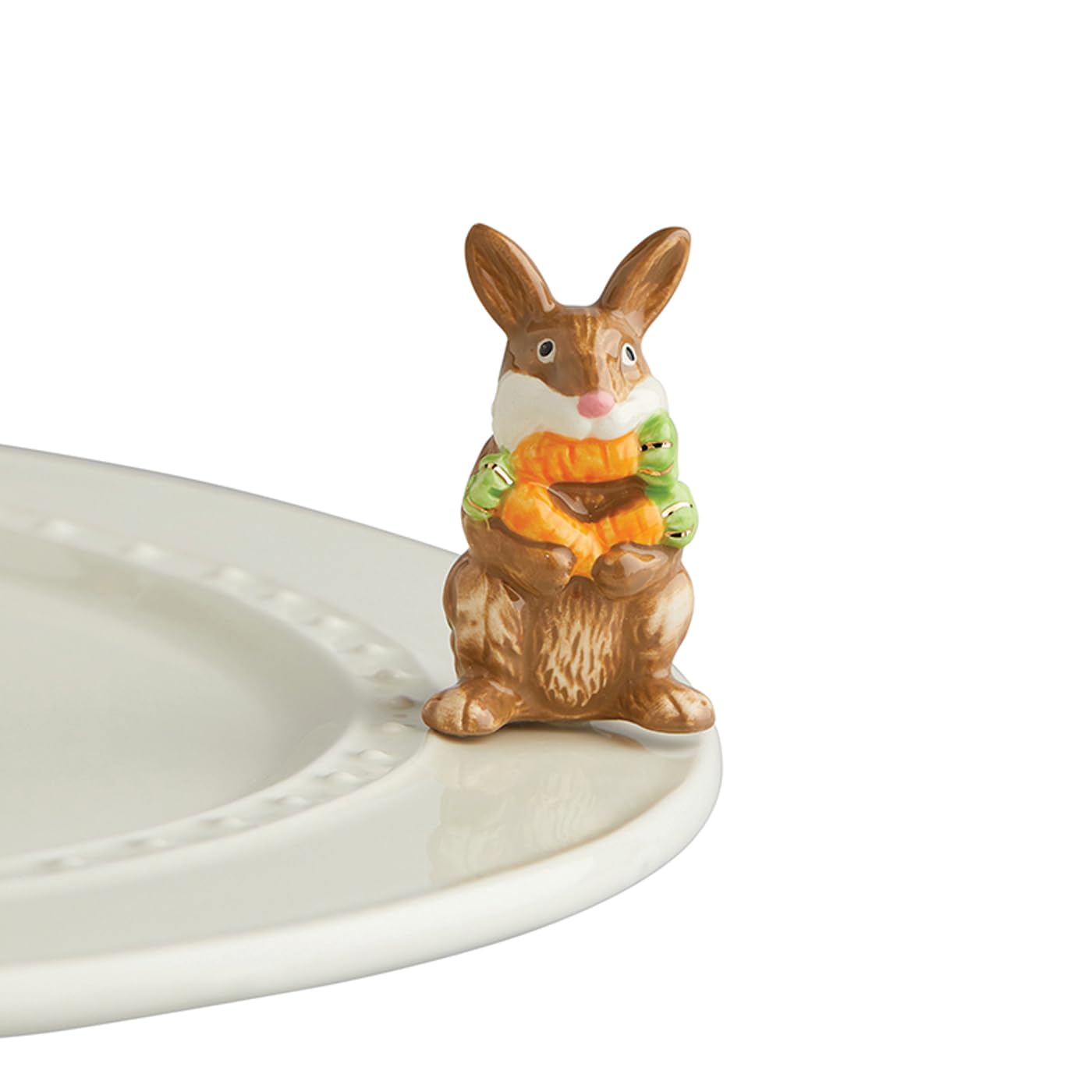Nora Fleming funny bunny mini A226 front view adds playful Easter decor