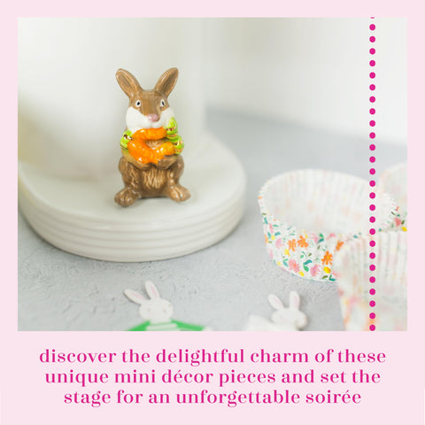 Nora Fleming funny bunny mini A226 holding carrots inspires cheerful centerpiece ideas