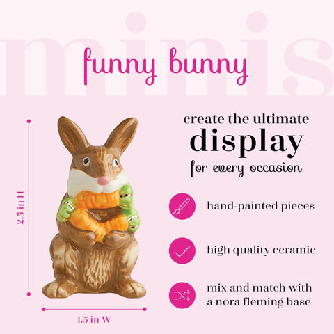 Nora Fleming funny bunny mini A226 side angle enhances spring tablescape