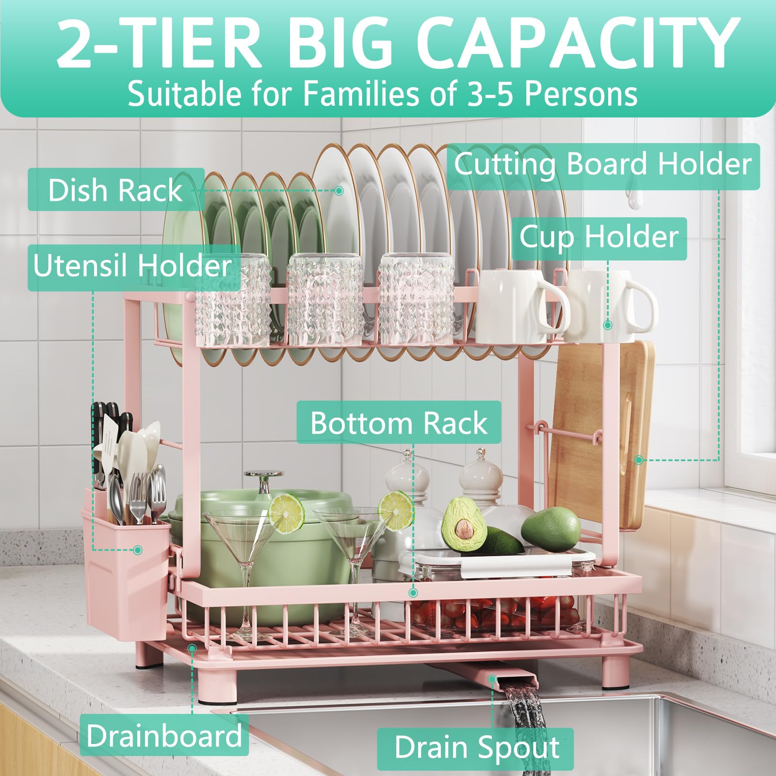 Nfnoyp 2-tier rack demonstrates efficient counter organization.