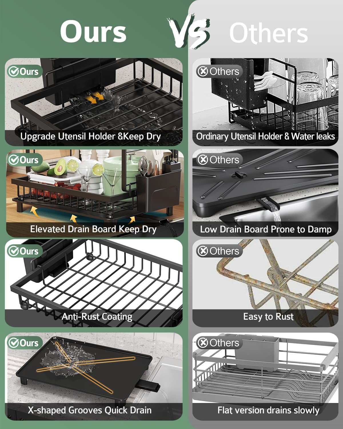 Nfnoyp bottom rack with rubber feet provides stable, non-slip support.
