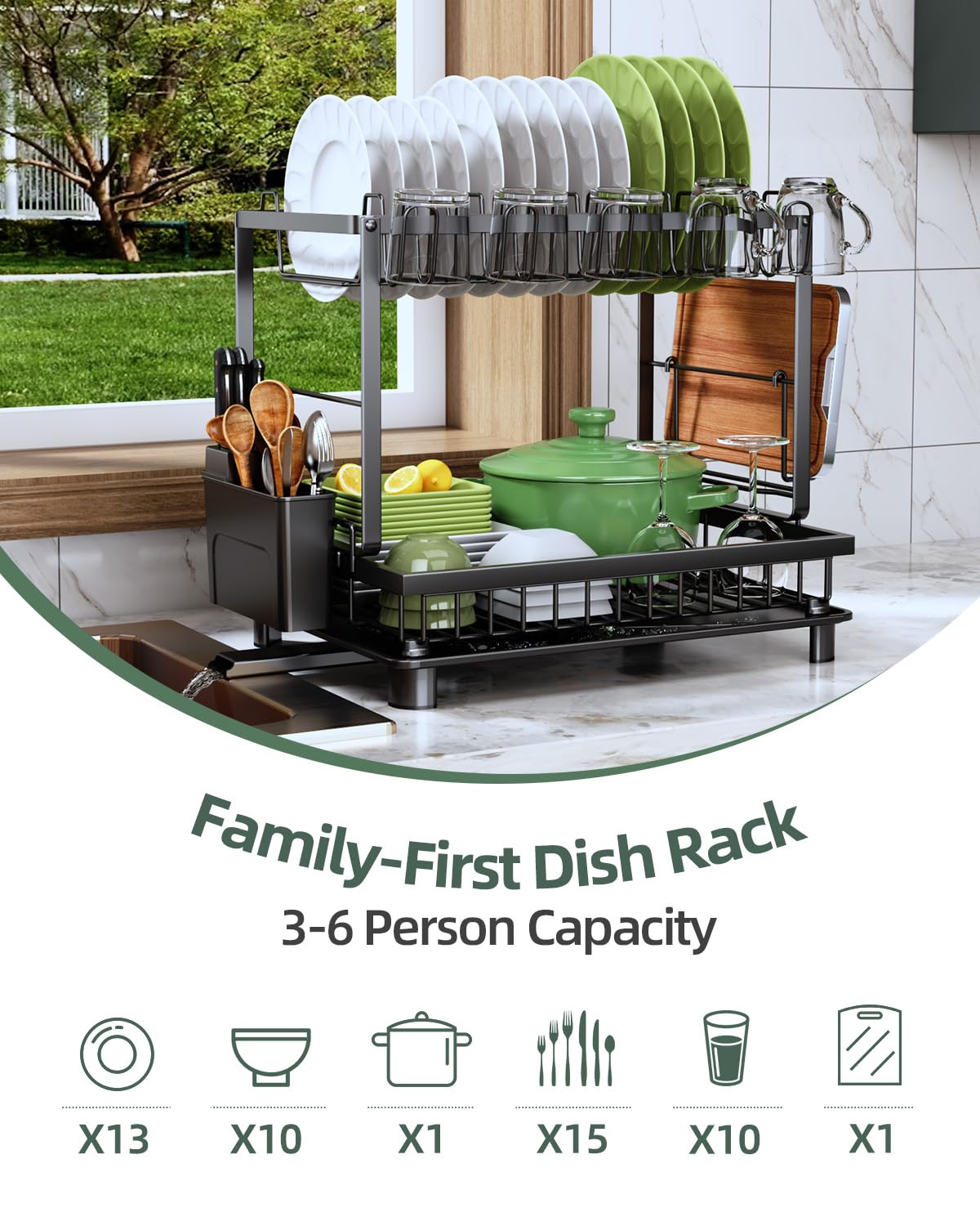 Nfnoyp carbon-steel dish rack with rustproof coating remains durable.
