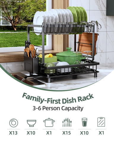 Nfnoyp carbon-steel dish rack with rustproof coating remains durable.