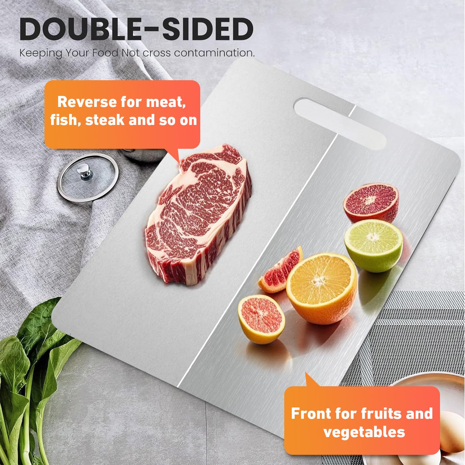 NGWDBA Tavano titanium cutting board blue film peeled, clean and ready for use