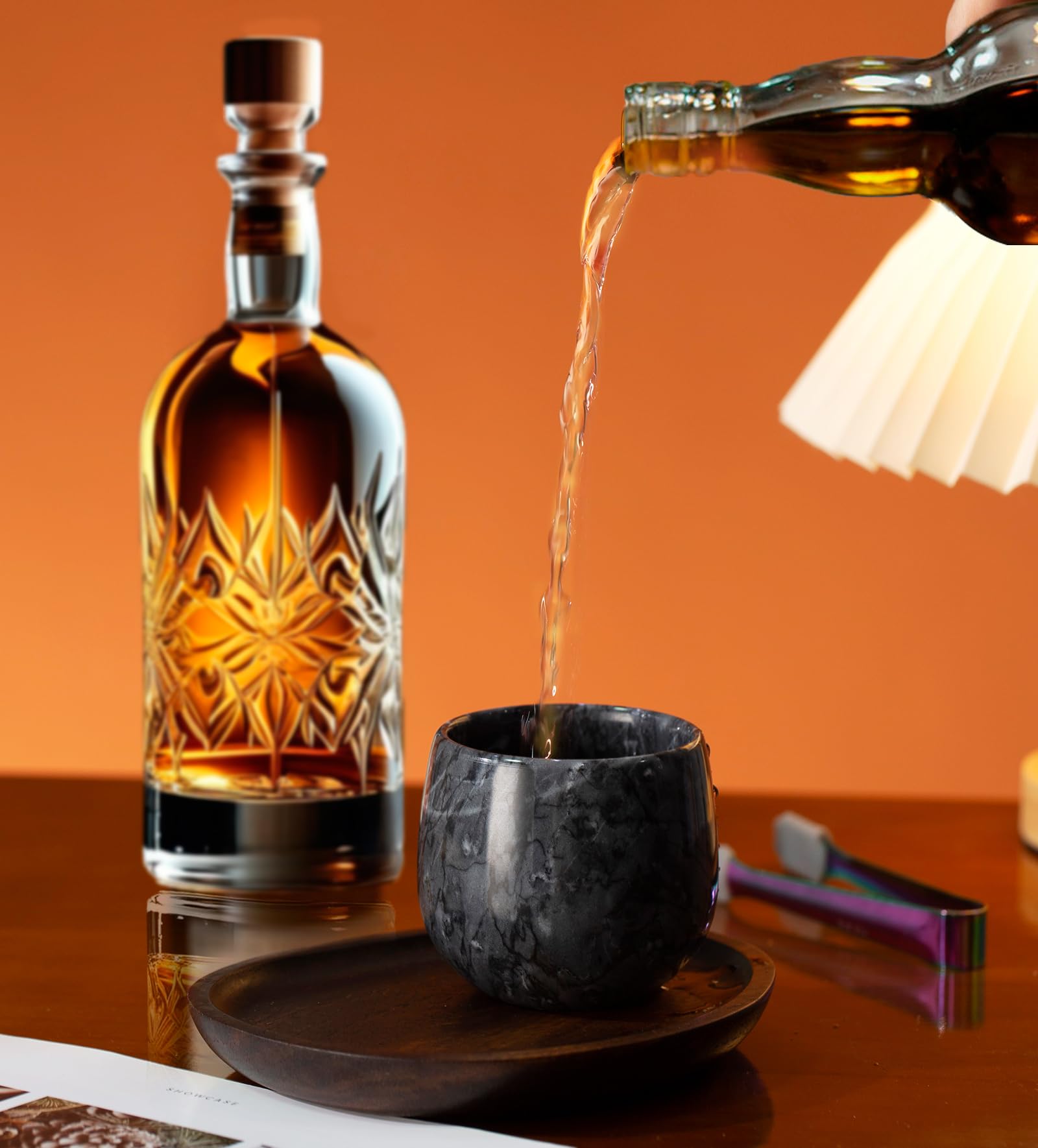 NHKRTE handmade marble bourbon cups with artisan texture for a premium ritual