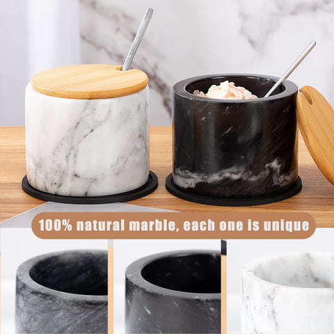 NHKRTE marble salt cellar featuring anti-slip pad for stability